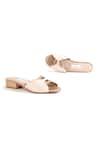 OCEEDEE_Ivory Matte Misha Cut Out Strap Sliders _Online_at_Aza_Fashions