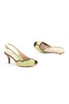 OCEEDEE_Green Matte Leather Slingback Heels _Online_at_Aza_Fashions