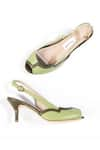 Buy_OCEEDEE_Green Matte Leather Slingback Heels _Online_at_Aza_Fashions