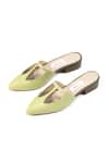 Buy_OCEEDEE_Green Matte Leather Cut Out Strap Mules _Online_at_Aza_Fashions