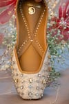 Shop_Shilpsutra_Beige Embroidered Kanakam Jewel Encrusted Juttis_at_Aza_Fashions