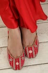 Shop_Shilpsutra_Red Embroidered Blossom Threadwork Juttis_at_Aza_Fashions