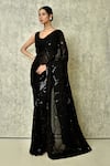 Buy_Nazaakat by Samara Singh_Black Faux Georgette Embroidered Sequin Saree With Running Blouse_at_Aza_Fashions