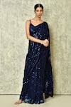 Buy_Nazaakat by Samara Singh_Blue Faux Georgette Embroidered Sequin Work Saree With Running Blouse_Online_at_Aza_Fashions