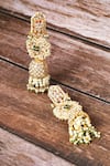 Shop_Studio6 Jewels_Green Diamonds, Pearls Kundan Embellished Jhumkis _at_Aza_Fashions