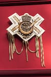 Buy_S&N by Shantnu Nikhil_Off White Carved Work Cut Bead Embellished Crest Brooch _at_Aza_Fashions