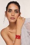 Buy_Swabhimann_Red Crystals, Pearls Layered Embellished Bracelet _at_Aza_Fashions