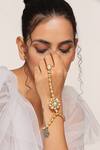 Shop_Swabhimann_Gold Plated Crystals Kundan Embellished Haathphool _at_Aza_Fashions