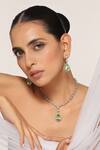 Buy_Swabhimann_Green Diamonds, Stones Zirconia Embellished Necklace Set _at_Aza_Fashions