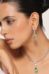 Shop_Swabhimann_Green Diamonds, Stones Zirconia Embellished Necklace Set _at_Aza_Fashions