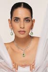 Swabhimann_Green Diamonds, Stones Zirconia Embellished Necklace Set _Online_at_Aza_Fashions