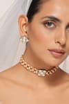 Shop_Swabhimann_Silver Plated Imitation Diamonds Polki Embellished Choker Necklace Set _at_Aza_Fashions