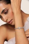 Swabhimann_Silver Plated Crystals Floral Pattern Zirconia Bracelet _Online_at_Aza_Fashions