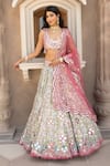 Buy_Abhinav Mishra_Multi Color Net Embroidered Sequin Scoop Neck Mirror And Work Lehenga Set_at_Aza_Fashions