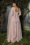 Shop_Kashmiraa_Pink Organza, Net Crystals Round Neck Embroidered Kurta Sharara Set _at_Aza_Fashions