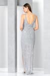 Shop_Eli Bitton_Silver Net Sequins, Crystals Sweetheart Neck And Embroidered Gown _at_Aza_Fashions