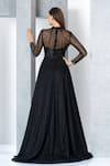 Shop_Eli Bitton_Black Polyester Cut Work, Beads, Crystals High Neck Embellished Gown _at_Aza_Fashions