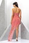 Shop_Eli Bitton_Peach Polyester Sequins, Crystals Scallop Fringe Embroidered Strapless Gown _at_Aza_Fashions