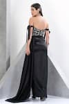 Shop_Eli Bitton_Black Net, Polyester Pearls, Crystals Sweetheart Neck And Embroidered Bodice Gown _at_Aza_Fashions