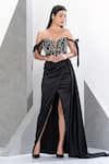 Shop_Eli Bitton_Black Net, Polyester Pearls, Crystals Sweetheart Neck And Embroidered Bodice Gown _Online_at_Aza_Fashions