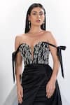 Buy_Eli Bitton_Black Net, Polyester Pearls, Crystals Sweetheart Neck And Embroidered Bodice Gown 