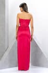 Shop_Eli Bitton_Fuchsia Polyester Net Embroidery Crystals Strapless Chequered Placement Gown _at_Aza_Fashions