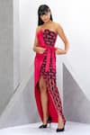 Shop_Eli Bitton_Fuchsia Polyester Net Embroidery Crystals Strapless Chequered Placement Gown _Online_at_Aza_Fashions