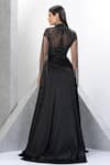 Shop_Eli Bitton_Black Net, Satin Sequins, Cut Work Princess Fringe Embroidered Gown With Skirt _at_Aza_Fashions