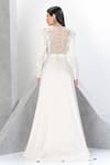 Shop_Eli Bitton_White Net, Polyester, Satin Sequins, Crystals Round Mesh Bodice Gown With Skirt _at_Aza_Fashions
