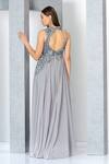 Shop_Eli Bitton_Silver Net Embroidery Sequin Round Neckline Gown _at_Aza_Fashions