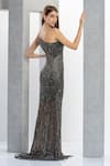 Shop_Eli Bitton_Grey Net Embroidery Crystal Asymmetric Hellena Bead Gown _at_Aza_Fashions