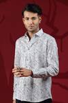 Buy_Albino_Grey Linen Floral Pattern Shirt _Online_at_Aza_Fashions