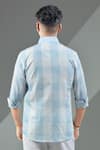 Shop_Albino_Blue Cotton Linen Checkered Pattern Shirt _at_Aza_Fashions