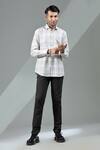 Buy_Albino_White Cotton Linen Checkered Pattern Shirt _at_Aza_Fashions