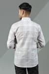 Shop_Albino_White Cotton Linen Checkered Pattern Shirt _at_Aza_Fashions