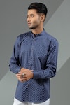 Buy_Albino_Blue Cotton Polka Dot Pattern Shirt _Online_at_Aza_Fashions