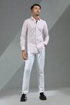 Buy_Albino_Pink Linen Floret Pattern Shirt _at_Aza_Fashions