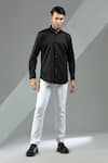 Buy_Albino_Black Cotton Embellished Placket Shirt _at_Aza_Fashions