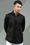 Albino_Black Cotton Embellished Placket Shirt _Online_at_Aza_Fashions