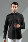 Buy_Albino_Black Cotton Cuff Sleeve Shirt _at_Aza_Fashions