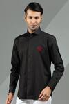 Albino_Black Cotton Cuff Sleeve Shirt _Online_at_Aza_Fashions