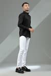 Buy_Albino_Black Cotton Cuff Sleeve Shirt _Online_at_Aza_Fashions