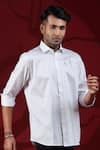 Albino_White Cotton Placement Embroidered Shirt _Online_at_Aza_Fashions