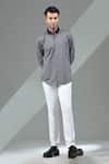 Buy_Albino_Grey Knit Cotton Shirt _at_Aza_Fashions