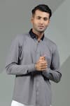 Albino_Grey Knit Cotton Shirt _Online_at_Aza_Fashions