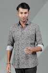 Albino_Brown Cotton Abstract Pattern Shirt_Online_at_Aza_Fashions