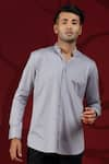 Albino_Grey Blended Cotton Double Collared Shirt _Online_at_Aza_Fashions