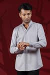 Buy_Albino_Grey Blended Cotton Double Collared Shirt _Online_at_Aza_Fashions