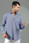 Albino_Blue Blended Cotton Polka Dot Shirt _Online_at_Aza_Fashions