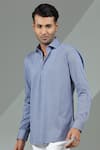 Buy_Albino_Blue Blended Cotton Polka Dot Shirt _Online_at_Aza_Fashions